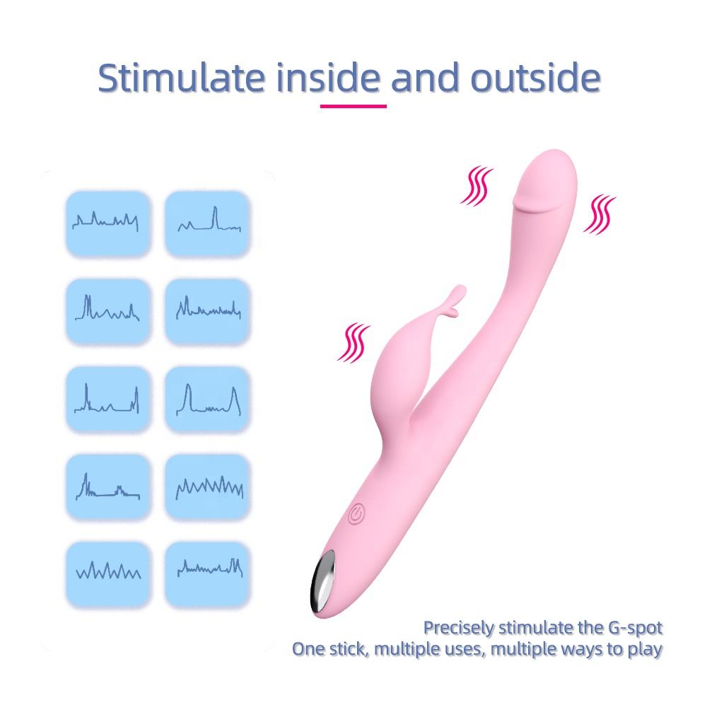 Sherry Dual Head Rabbit Vibrator - Flexible Pink Silicone 10-Speed Blended Clitoral G-Spot Sexual Wellness Massager