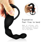 Waterproof Multi-Speed Vibrating Silicone Anal Bead Plug with Heart-Shaped Pull Ring