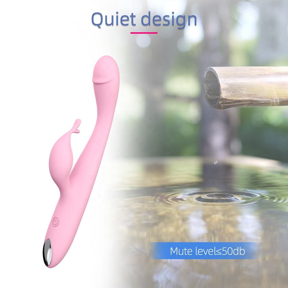 Sherry Dual Head Rabbit Vibrator - Flexible Pink Silicone 10-Speed Blended Clitoral G-Spot Sexual Wellness Massager