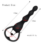Waterproof Multi-Speed Vibrating Silicone Anal Bead Plug with Heart-Shaped Pull Ring