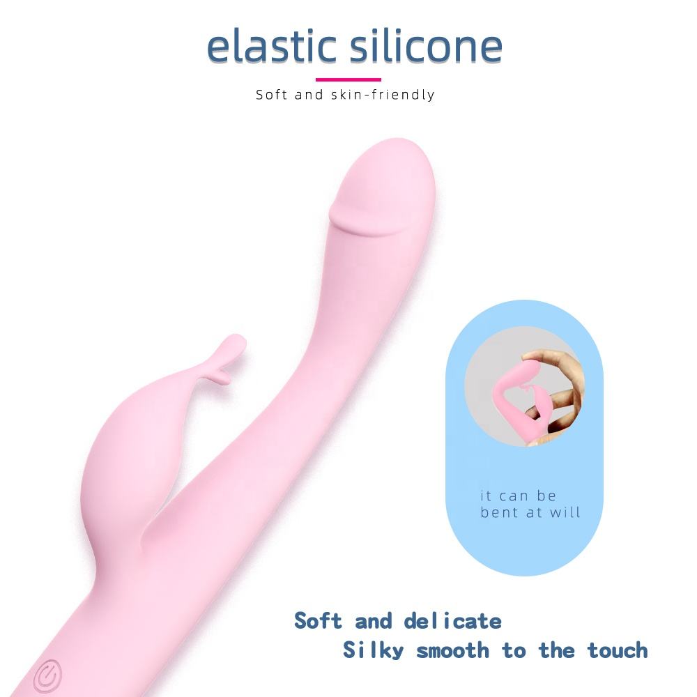 Sherry Dual Head Rabbit Vibrator - Flexible Pink Silicone 10-Speed Blended Clitoral G-Spot Sexual Wellness Massager