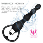 Waterproof Multi-Speed Vibrating Silicone Anal Bead Plug with Heart-Shaped Pull Ring