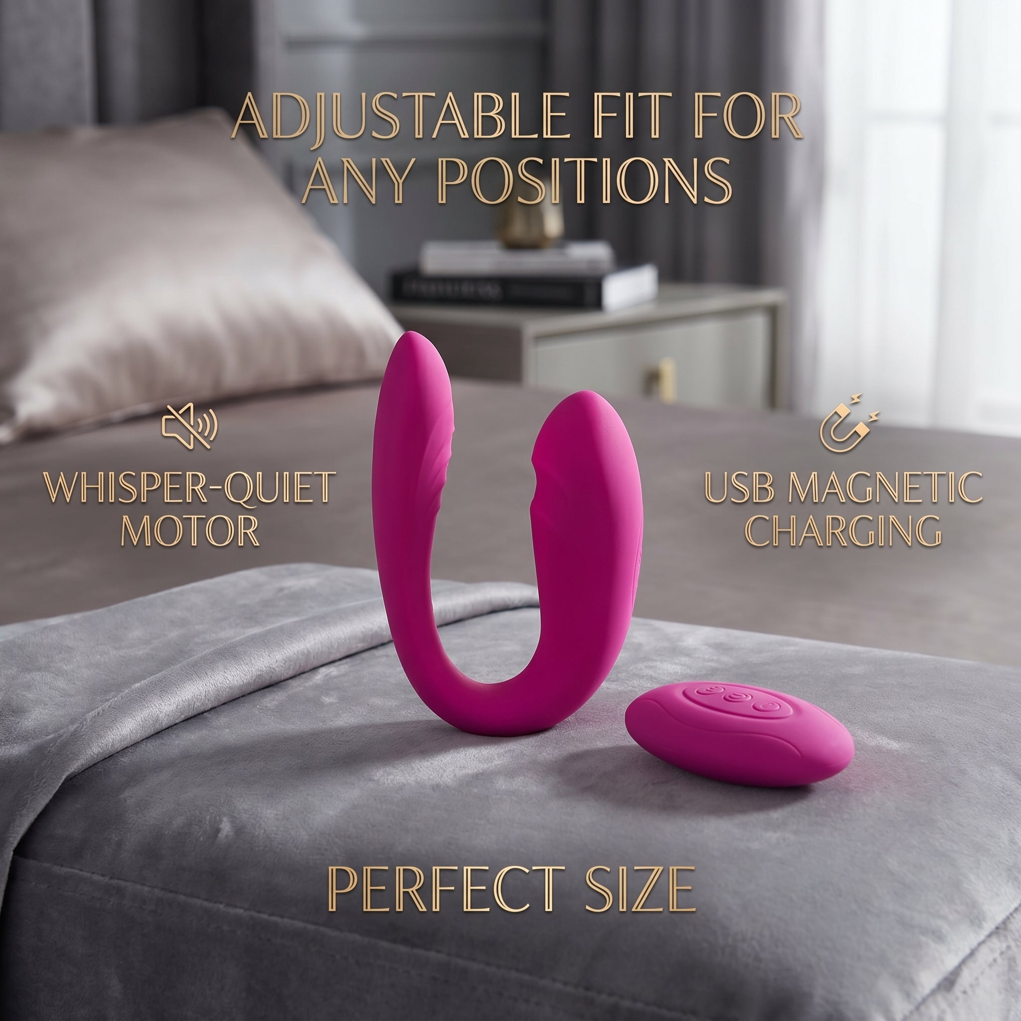 Wireless Remote Control Couples Vibrator - Flexible U-Shaped Silicone Massager With 10 Intense Modes For Hands-Free Pleasure
