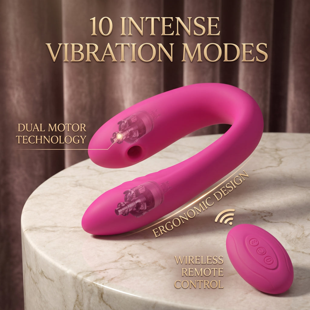 Wireless Remote Control Couples Vibrator - Flexible U-Shaped Silicone Massager With 10 Intense Modes For Hands-Free Pleasure