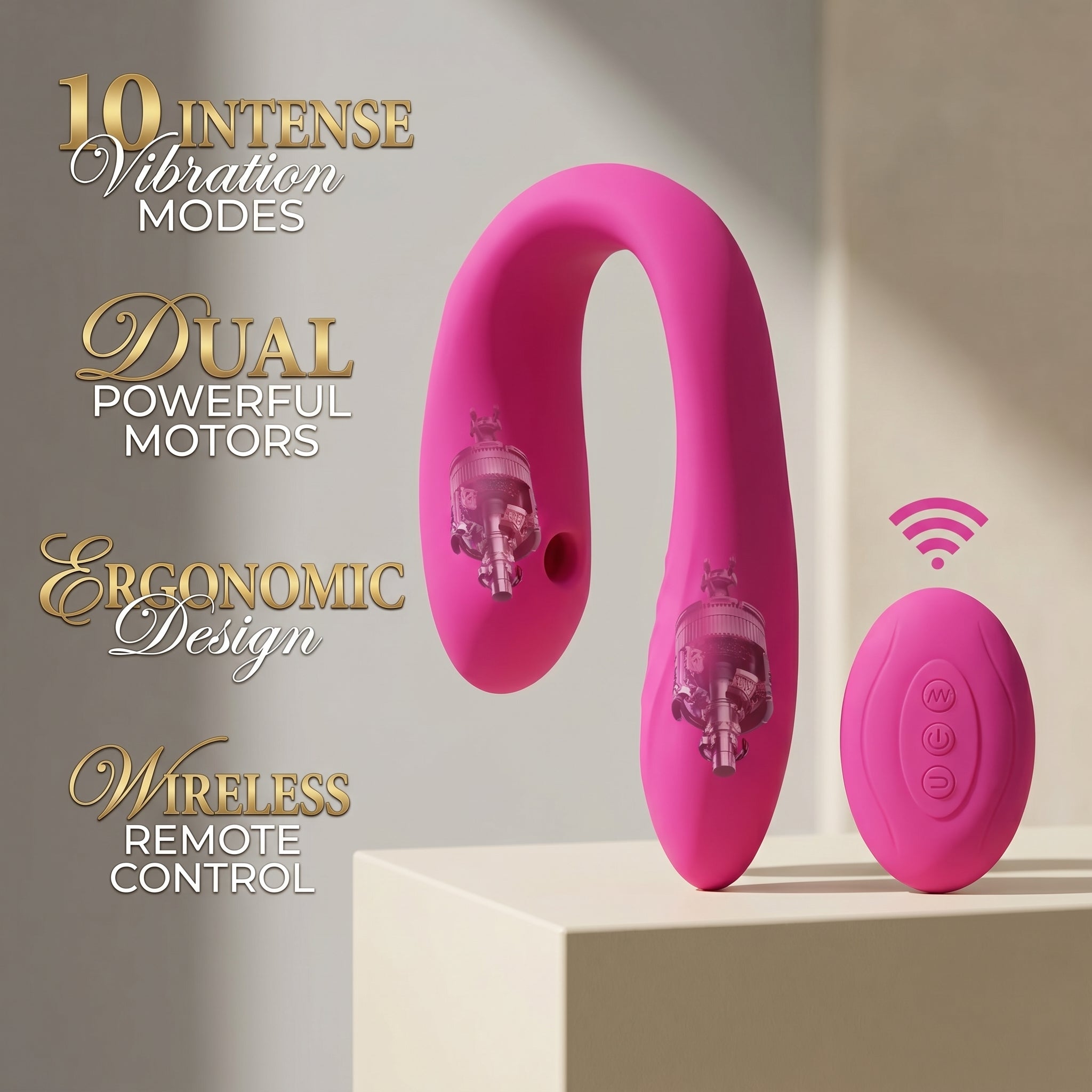 Wireless Remote Control Couples Vibrator - Flexible U-Shaped Silicone Massager With 10 Intense Modes For Hands-Free Pleasure