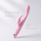 Sherry Dual Head Rabbit Vibrator - Flexible Pink Silicone 10-Speed Blended Clitoral G-Spot Sexual Wellness Massager