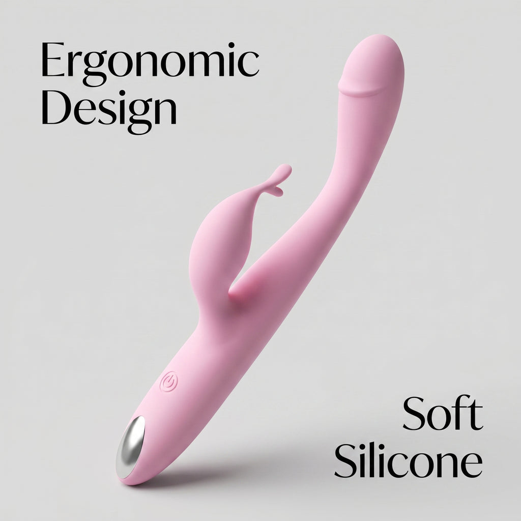 Sherry Dual Head Rabbit Vibrator - Flexible Pink Silicone 10-Speed Blended Clitoral G-Spot Sexual Wellness Massager