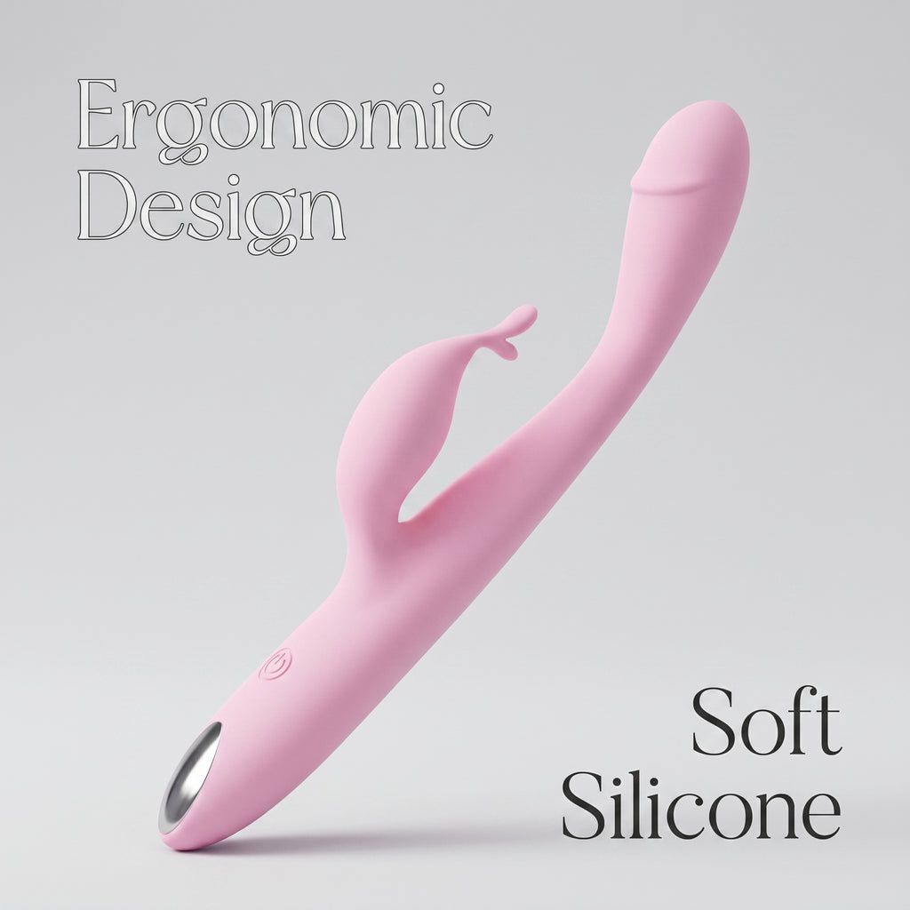 Sherry Dual Head Rabbit Vibrator - Flexible Pink Silicone 10-Speed Blended Clitoral G-Spot Sexual Wellness Massager