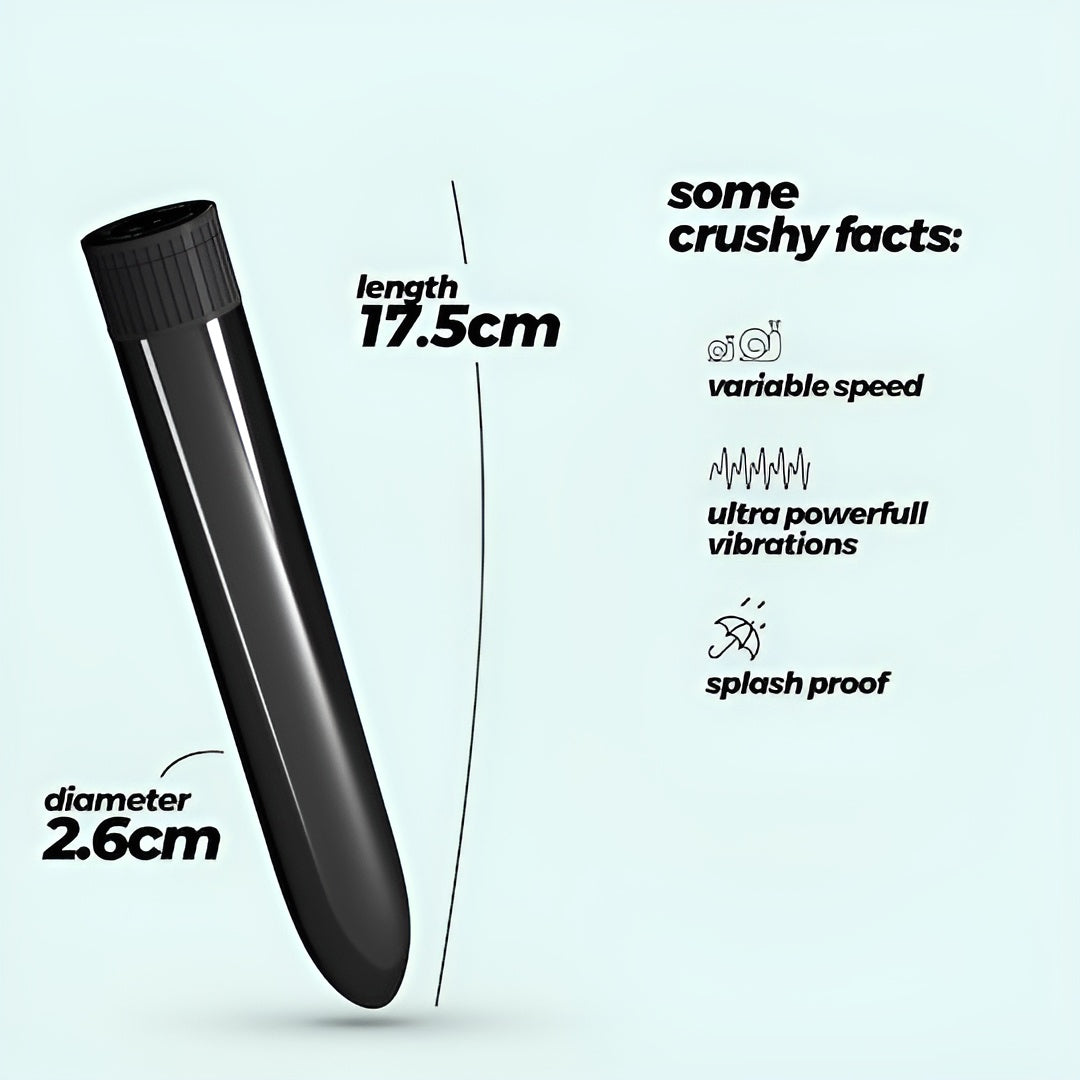 Black Classic Bullet Massager – 17.5cm Waterproof Personal Body Vibrator with Variable Speed